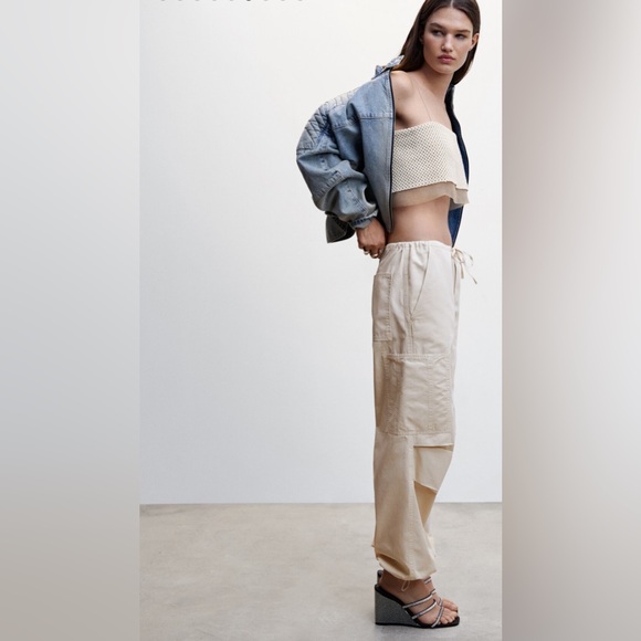 Mango Garment Dyed Parachute Trousers Cargo Pants - Picture 3 of 7